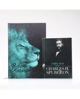 Kit Bíblia ACF Capa Dura Leão Azul + Devocional 3 Minutos com Charles H. Spurgeon | Vivendo com Propósito