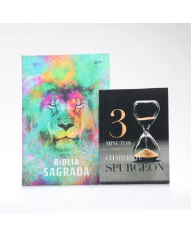 Kit Bíblia ACF Capa Dura Leão Color + Devocional 3 Minutos com Charles H. Spurgeon | Vivendo com Propósito