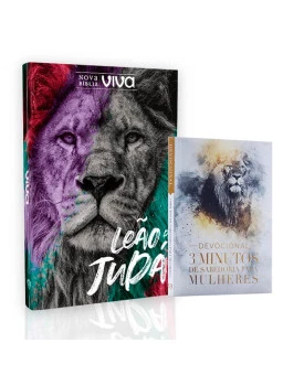 Kit Nova Bíblia Viva Leão de Judá + Devocional 3 Minutos de Sabedoria Para Mulheres | Derrame seu Coração