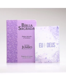 Kit Bíblia RC Harpa Letra Jumbo Lilás + Eu e Deus Lilás | Mulher de Fé
