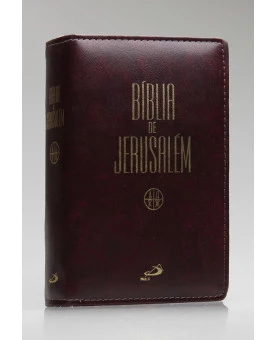 Bíblia de Jerusalém | Letra Normal | Luxo | Tamanho Médio | Vinho | Zíper