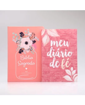 Kit Bíblia ACF Flor de Pote + Grátis Meu Diário de Fé | Mulher de Fé
