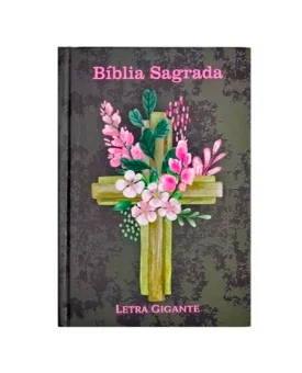 Bíblia Sagrada | Letra Gigante | ARC | Capa Dura com Harpa | Flores Cruz
