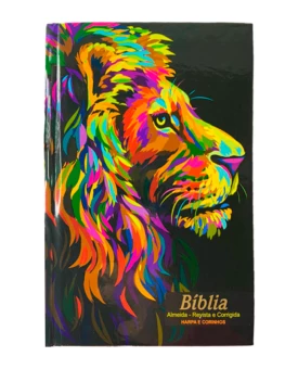 Bíblia Sagrada Jovem | Capa Dura | ARC | Letra Grande com Harpa e Corinhos | Leão Pintura Perfil