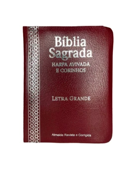 Bíblia Sagrada | ARC | Letra Grande | Capa Covertex com Harpa | Bordô