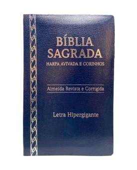 Bíblia Sagrada | ARC | Letra Hipergigante | Capa Luxo com Harpa e Courinhos | Azul 