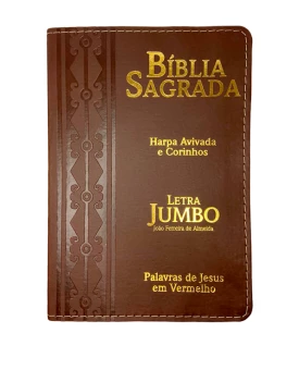 Bíblia Sagrada | Letra Jumbo | Capa PU Luxo com Harpa | Arabesco Marrom 