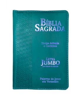 Bíblia Sagrada | Letra Jumbo | Capa PU Zíper com Harpa | Estrela Azul
