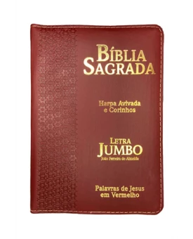 Bíblia Sagrada | Letra Jumbo | Capa PU Zíper com Harpa | Estrela Bordô