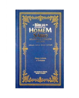 Bíblia do Homem Sábio Segundo o Coração de Deus | RC | Harpa Avivada | Letra Gigante | Azul Clássico