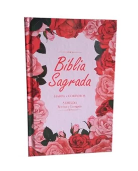 Bíblia Sagrada | ARC | Jovem | Capa Dura com Harpa e Corimhos | Floral Rosa