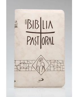Nova Bíblia Pastoral | Letra Normal | Luxo | Tamanho Médio | Creme | Zíper