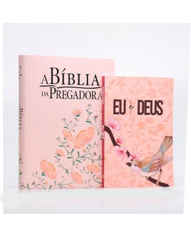 Kit Bíblia da Pregadora RA | Flores Rosa/Verde + Devocional Eu e Deus Pássaro | Coração Puro 