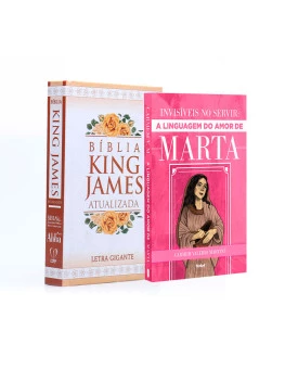Kit Bíblia KJA Letra Gigante | Rosa Vintage + Invisíveis no Servir: A Linguagem do Amor de Marta | Ensinamentos de Marta