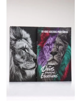 Kit Bíblia ACF Gigante Leão Hebraico + Abas Adesivas Leão de Judá | Poder Divino 