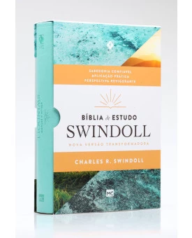 Bíblia de Estudo Swindoll | NVT | Letra Grande | Capa Sintética | Aqua