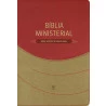 Bíblia de Estudo Ministerial | NVI | Letra Normal | Luxo | Marrom Claro e Vermelho
