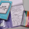 Kit Dinossauros Sapecas | Queime Este Diário | Azul + Megakit Para Colorir | Fantásticos Dinossauros