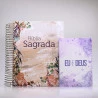 Kit Bíblia Anote Plus RC Flor Marmorizada + Devocional Eu e Deus Lilás | Mulher de Fé