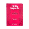 Bíblia Sagrada | Letra Jumbo | Capa PU Luxo com Harpa | Flores Pink