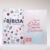 Kit Bíblia RC Letra Grande Flowers Branca + Guia Bíblico | Crescendo Sábia